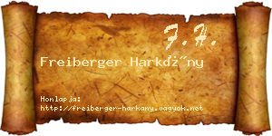 Freiberger Harkány névjegykártya